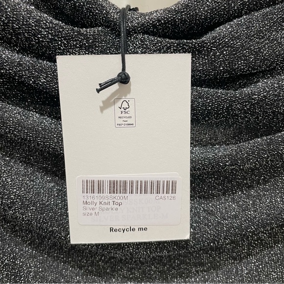 Reformation Molly Knit Halter Top Silver Sparkle Women’s Size Medium NWT - Picture 6 of 9